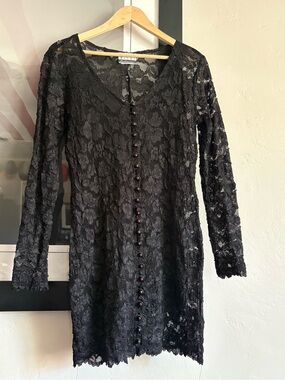 Vintage 90s michi collection  Lace Long Sleeve Button-Front Dress